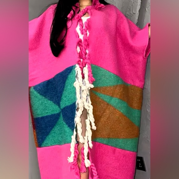 Long Oversized Colorful African Duster - Hot Pink - Picture 2 of 2
